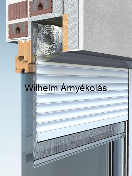 Vakolható tokos szúnyoghálós műanyag redőny, tartós és esztétikus kialakítással a praktikus árnyékolásért és rovarvédelemért.