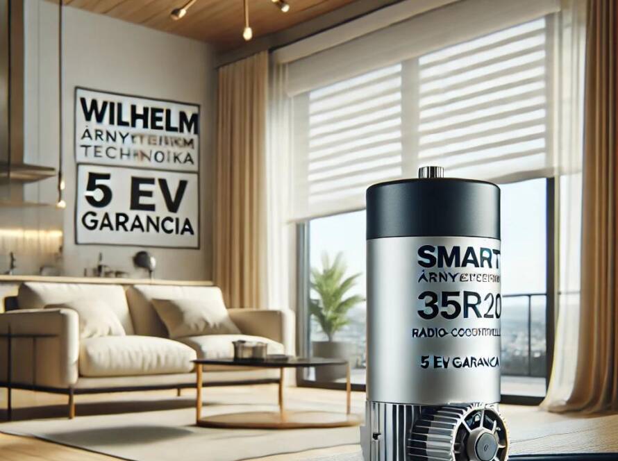 A Smart 35R10 rádiós redőnymotor, amely modern otthoni ablakokra szerelt redőnyöket vezérel, csendes és energiatakarékos működéssel, akár 5 év garanciával.